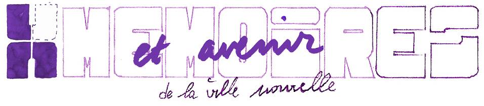 Premier logo de l’association, dessiné à la main : Mémoires et avenir de la ville nouvelle